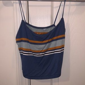 Blue and yellow pac sun cropped tank top